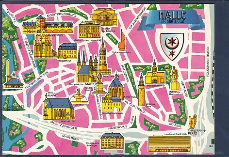AK Halle an der Saale Karte 1986