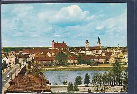 AK Ingolstadt Donaubrücke mit Stadtansicht 1970