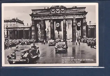 AK Olympiade 1936 Der Führer auf dem Wege zur Eröffnung der Olympischen Spiele