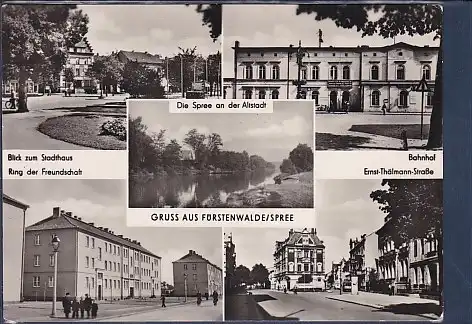 AK Gruss aus Fürstenwalde 5.Ansichten Bahnhof - Ring der Freundschaft 1960