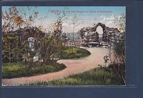 AK Halle Auf dem Plateau der Ruine Giebichenstein 1911