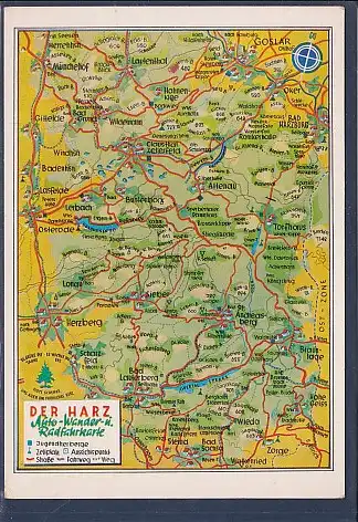 AK Der Harz Auto - Wander u. Radfahrkarte Goslar - Bad Sachsa 1970