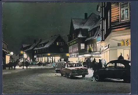 AK Wintersportplatz Braunlage Stadtmitte bei Nacht 1960