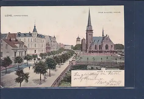 AK Lehe Hafenstrasse - Neue Evangel. Kirche 1907