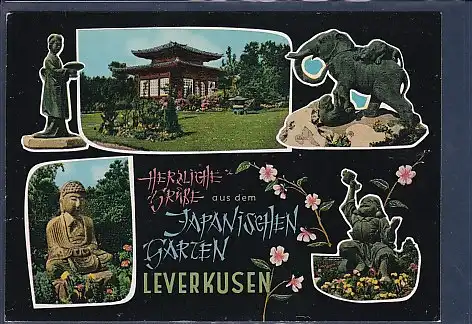 AK Herzliche Grüße aus dem Japanischen Garten Leverkusen 5.Ansichten 1980