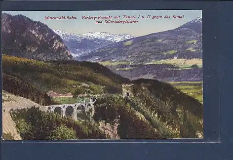 AK Mittenwald Bahn Vorberg Viadukt mit Tunnel I u. II 1920
