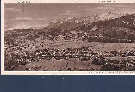 Klapp AK Blick vom Grasberg auf Garmisch Partenkirchen 1930