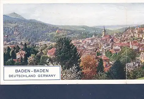 Klapp Karte Baden Baden Deutschland Germany 1920