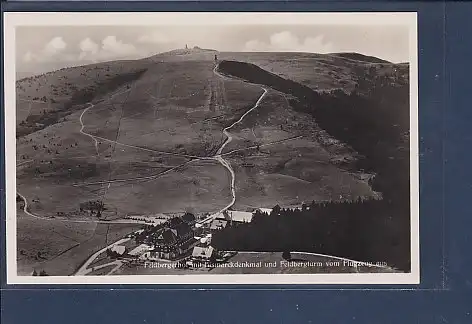 AK Feldberghof mit Bismarckdenkmal und Feldbergturm vom Flugzeug aus 1940