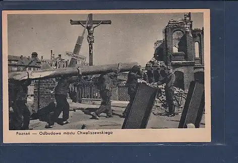 AK Poznan - Odbudowa mostu Chwaliszewskiego 1920
