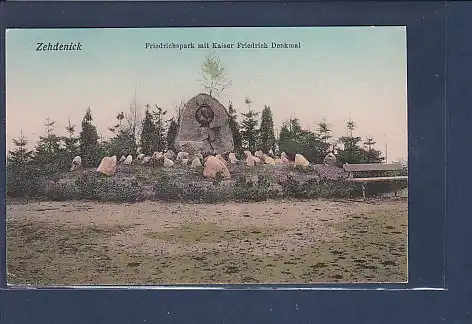 AK Zehdenick Friedrichspark mit Kaiser Friedrich Denkmal 1918