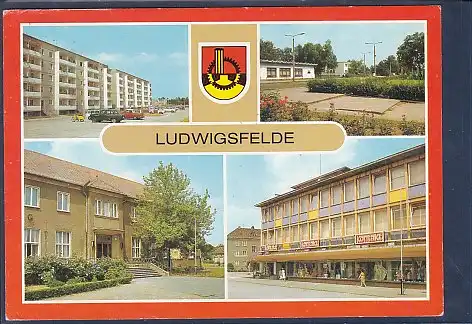 AK Ludwigsfelde 4.Ansichten Kulturhaus Cafe - Kontakt Kaufhaus 1990