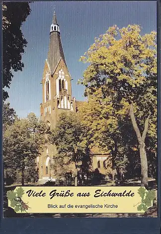 AK Viele Grüße aus Eichwalde Blick a.d. ev. Kirche 1999