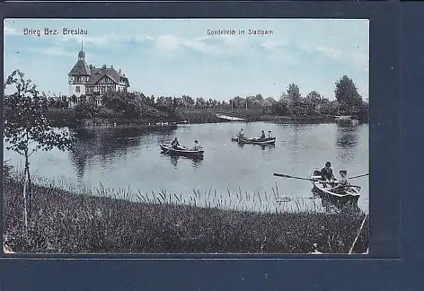 AK Brieg Bez Breslau Gondelteich im Stadtpark 1920