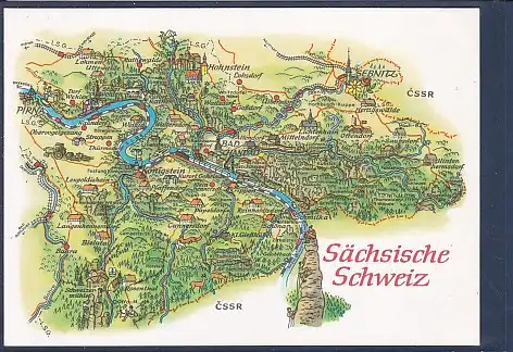 AK Karte Sächsische Schweiz  Bad Schandau - Sebnitz 1984