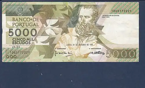 Banknote 5000 Escudos Cinco Mil Banco de Portugal 1991