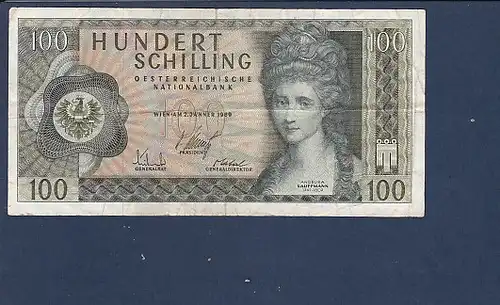 Banknote Hundert Schilling Österreich 1969