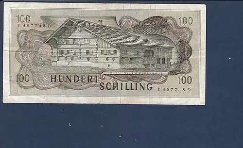 Banknote Hundert Schilling Österreich 1969