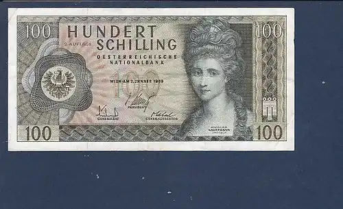 Banknote Hundert Schilling Österreich 1969