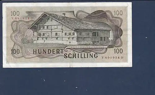 Banknote Hundert Schilling Österreich 1969