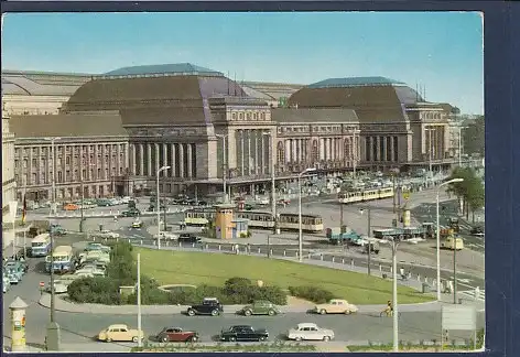 AK Messestadt Leipzig Hauptbahnhof 1962