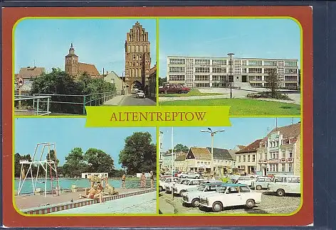 [Ansichtskarte] AK Altentreptow 4.Ansichten Maxim Gorki Oberschule - Freibad 1983. 