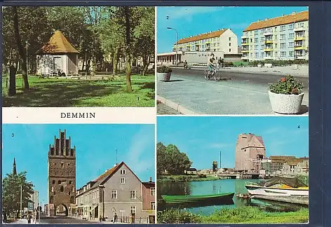 [Ansichtskarte] AK Demmin 4.Ansichten Neubauten am Markt - Hafen 1983. 