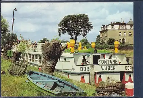 [Ansichtskarte] AK Waren MS Fontane im Hafen an der Steinmole 1981. 