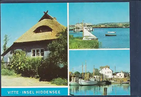 [Ansichtskarte] AK Vitte Insel Hiddensee 3.Ansichten Blaue Scheune - Hafenmotiv 1973. 