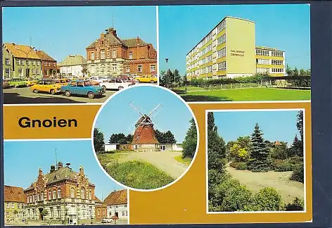 [Ansichtskarte] AK Gnoien 5.Ansichten Oberschule - Windmühle 1985. 