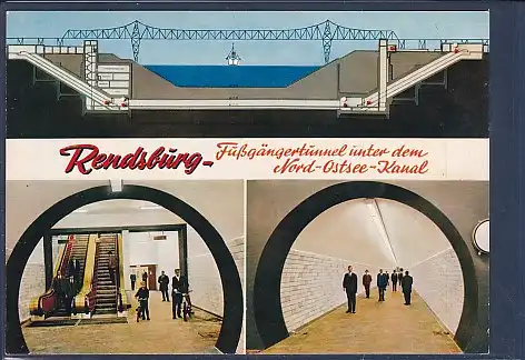 [Ansichtskarte] AK Rendsburg Fußgängertunnel unten dem Nord Ostsee Kanal 3.Ansichten 1970. 