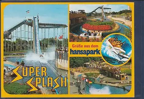 [Ansichtskarte] AK Grüße aus dem Hansapark 4.Ansichten Super Splash 1980. 