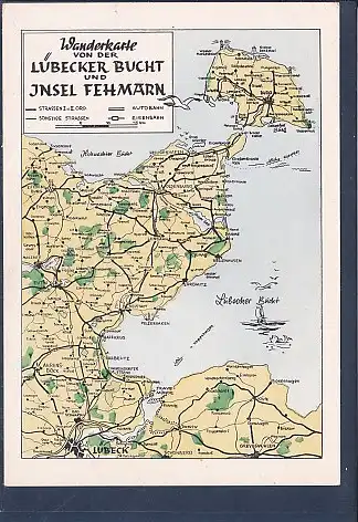 [Ansichtskarte] AK Wanderkarte v.d. Lübecker Bucht u. Insel Fehmarn 1960. 