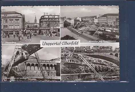 [Ansichtskarte] AK Wuppertal Elberfeld 4.Ansichten Döppersberg - Schwebebahn am Landgericht 1960. 