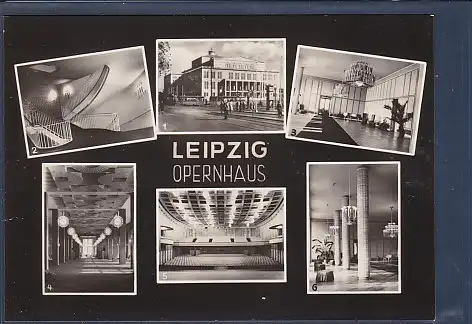 [Ansichtskarte] AK Leipzig Opernhaus 6.Ansichten Rangfoyer - Zuschauerraum 1966. 