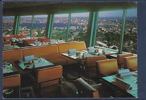 [Ansichtskarte] AK Fernsehturm Hamburg Drehbares Restaurant Blick auf Stadt und Alster 1970. 