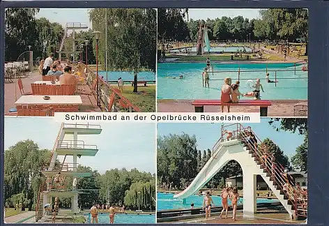 [Ansichtskarte] AK Schwimmbad an der Opelbrücke Rüsselsheim 4.Ansichten 1970. 