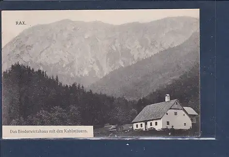 [Ansichtskarte] AK Rax Das Binderwirtshaus mit den Kahlmäuern 1920. 