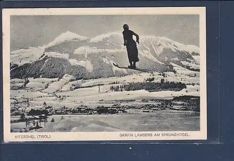 [Ansichtskarte] AK Kitzbühel Gräfin Lamberg am Sprunghügel 1927. 