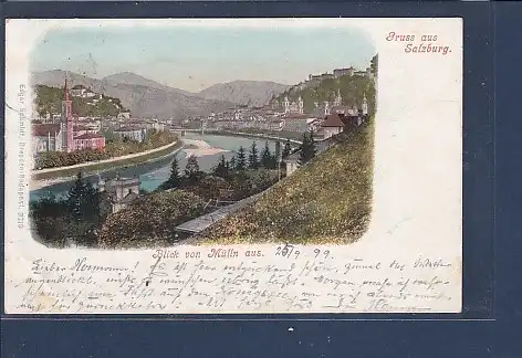 [Ansichtskarte] AK Gruss aus Salzburg Blick von Mülln aus 1899. 