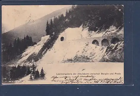 [Ansichtskarte] AK Lawinengalerie der Albulabahn zw. Bergün und Preda 1904. 