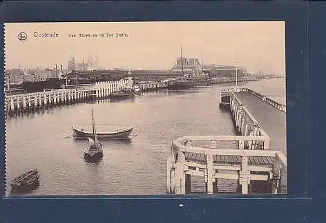 [Ansichtskarte] AK Oostende Den Haven en de Zee Statie 1920. 