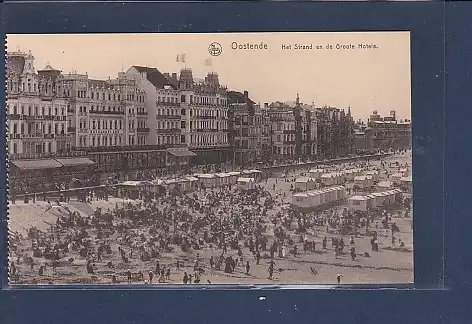 [Ansichtskarte] AK Oostende Het Strand en de Groote Hotels 1920. 