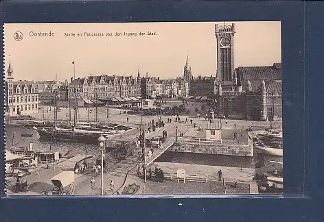 [Ansichtskarte] AK Oostende Statie en Panorama van den Ingang der Stad 1920. 