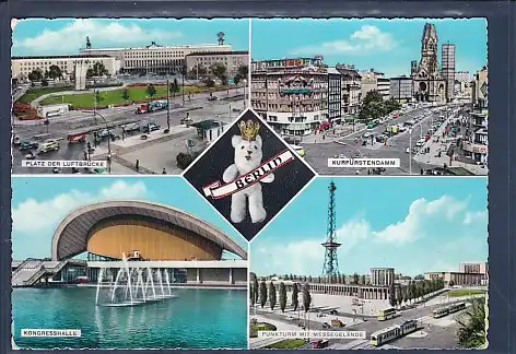 [Ansichtskarte] AK Berlin 4.Ansichten Platz der Luftbrücke - Kurfürstendamm 1962. 