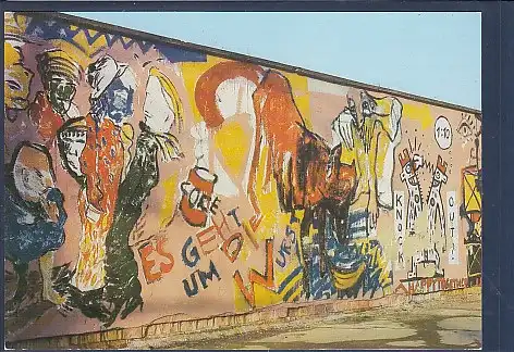 [Ansichtskarte] AK Berlin Graffity an der Berliner Mauer 1990. 
