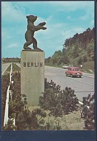 [Ansichtskarte] AK Berlin Autobahn Einfahrt am Zehlendorfer Kleeblatt Sintenis Bär 1970. 