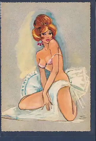 [Ansichtskarte] AK Erotik Frau knieend 1950. 