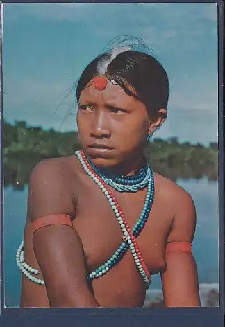 [Ansichtskarte] AK Brasil Nativo Young girl of the Jurunas Tribe 1970. 