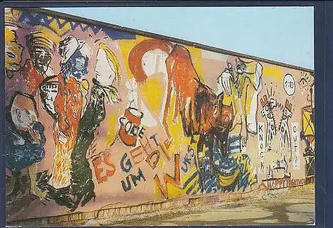 [Ansichtskarte] AK Berlin Graffity an der Berliner Mauer 1990. 